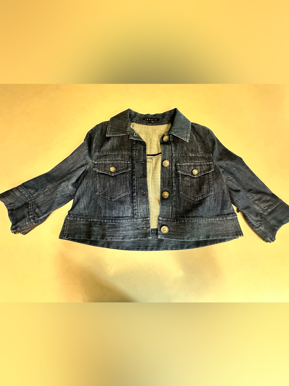 Theory Women’s Cropped Denim Jean Jacket